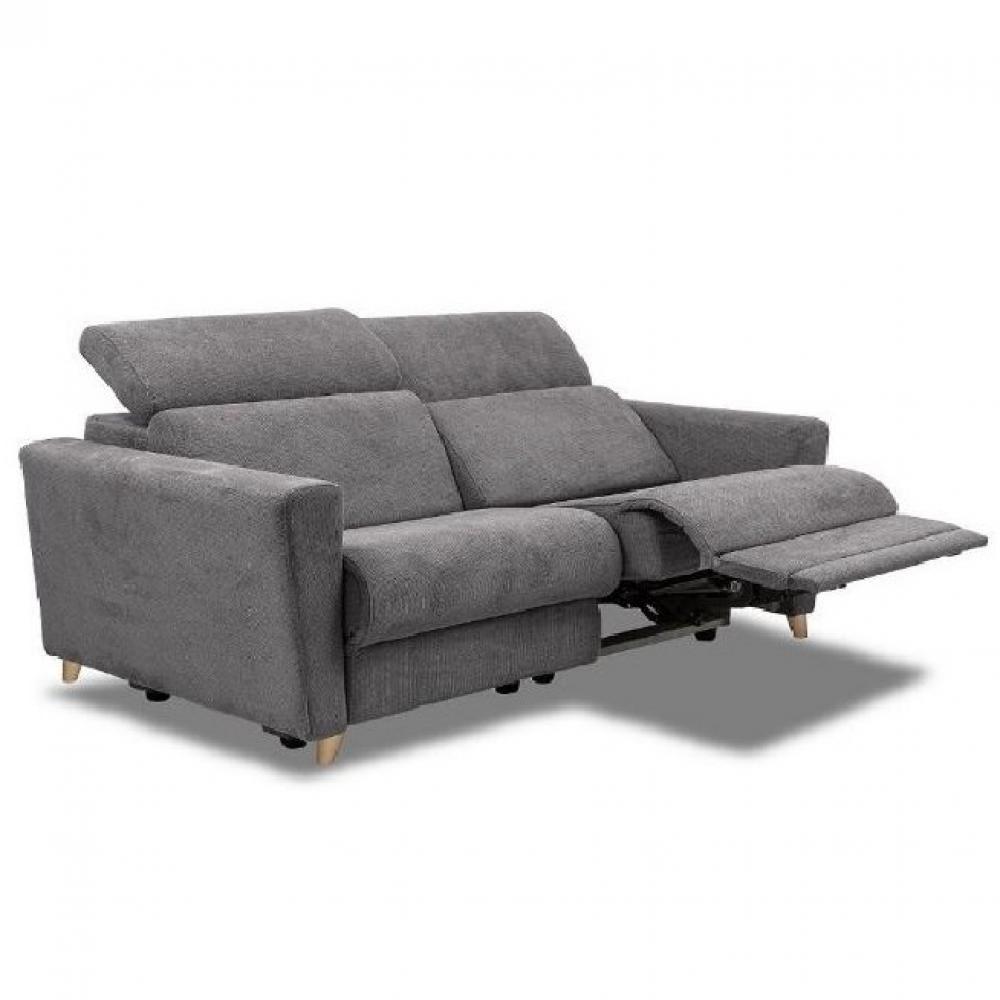 Canapé 3 places 2 relax électrique WAGRAM avec système zéro wall gris cendré
